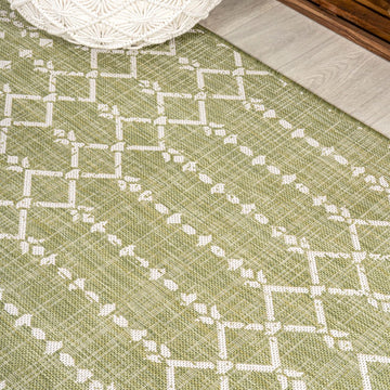 Ourika Moroccan Geometric Textured Weave Indoor/outdoor Square Rug